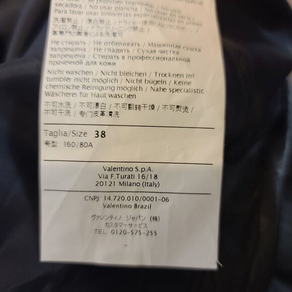 Red Valentino Lambskin Leather Black Mini Skirt Scalloped Hem‎ Eyelet Detail 38 - Picture 13 of 14